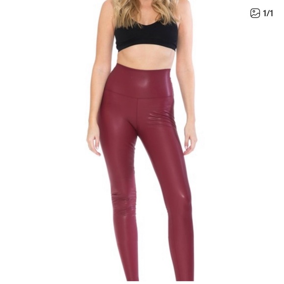 Women's Burgundy Leggings - Picture 1 of 4